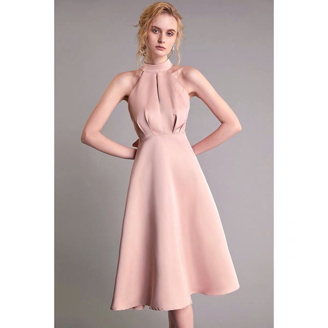 NEW Elegant Beige Pink Gown Prom Birthday Dress