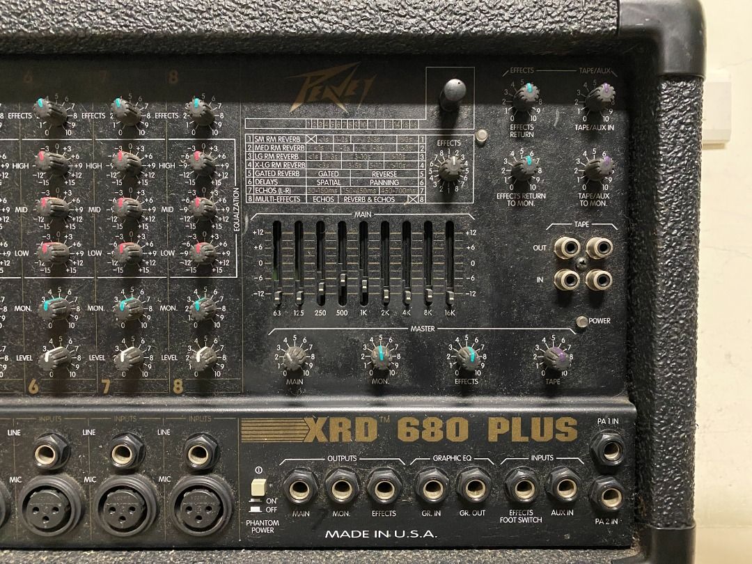 美國 PEAVEY XRD 680 混音器 POWER MIXER 數位迴音 音效處理器 美國製造 300W+300W, 耳機及錄音音訊設備