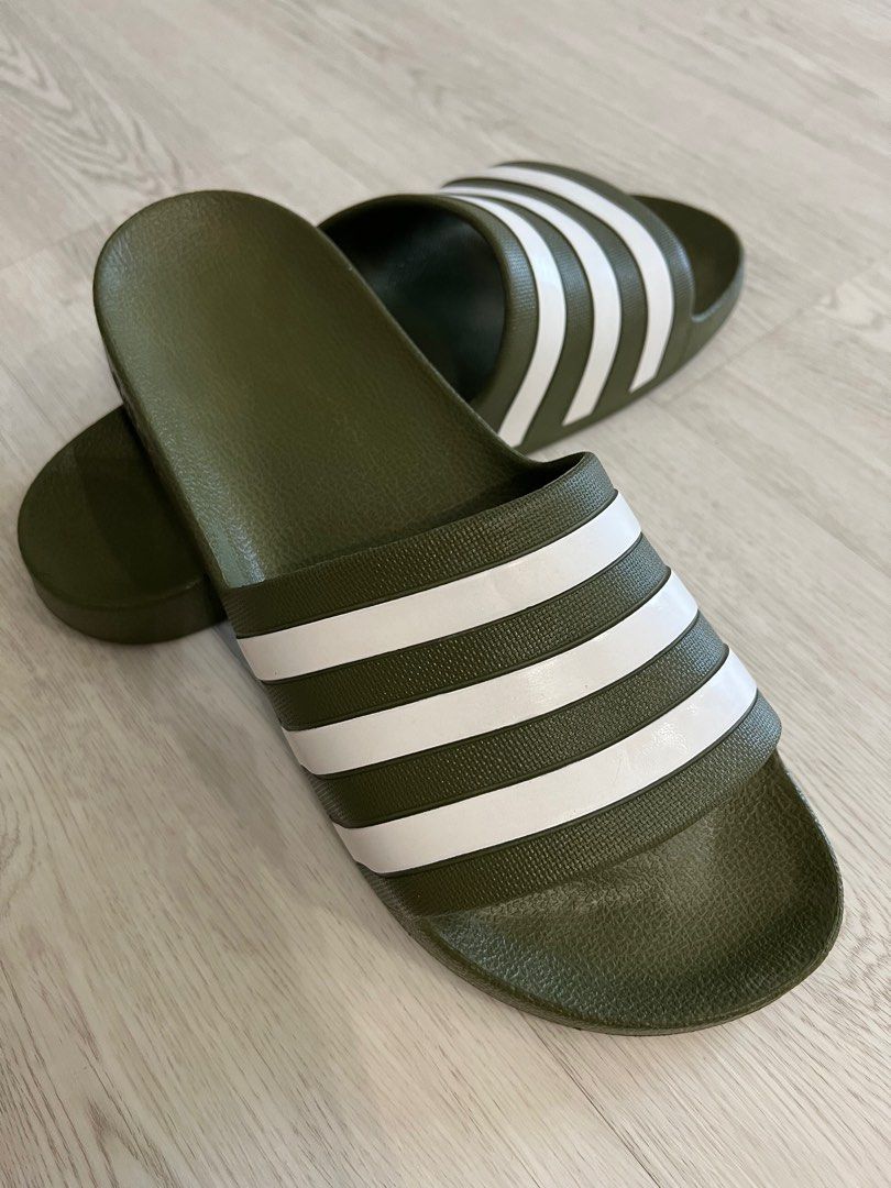 Adidas Adilette Aqua Slides Camo Green, Men's Fashion, Footwear, Flipflops  and Slides on Carousell