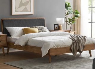 Bed frame with Grey Headboard incl. Mattress