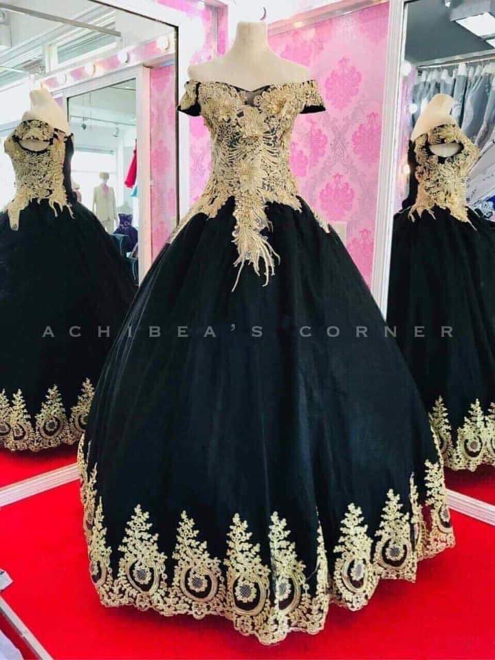 Black & Gold Ball Gown, Women'S Fashion, Dresses & Sets, Evening Dresses &  Gowns On Carousell