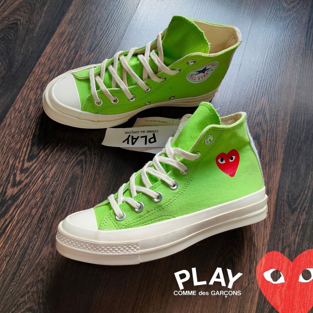 BNEW PLAY COMME DES GARCONS x CONVERSE CHUCK 70s LOW Bright Green Women s Fashion Footwear Sneakers on Carousell