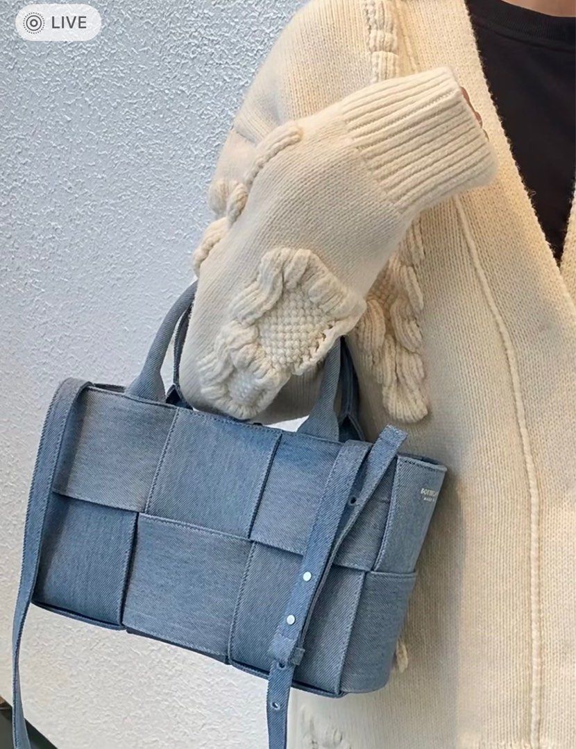 Bottega Veneta mini arco tote bag in indigo washed