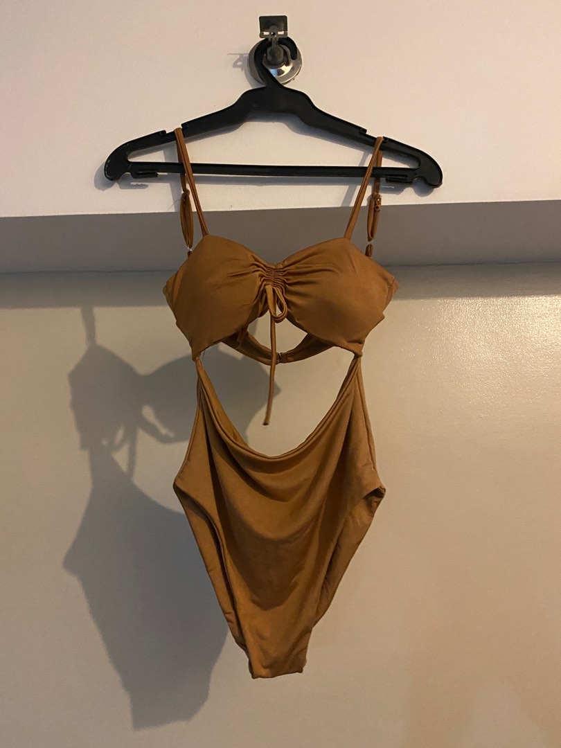 Brown one piece swimsuit on Carousell