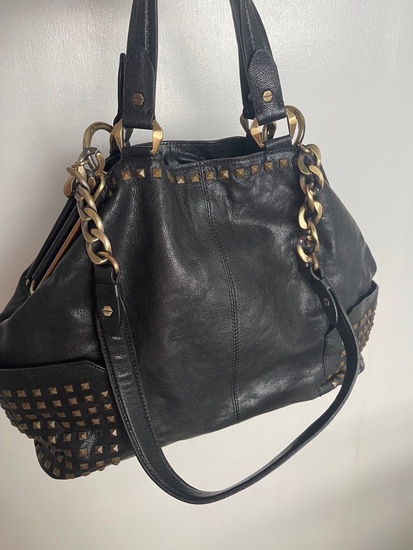 Bruno Magli Black 2-Way Studded Bag, Women's Fashion, Bags & Wallets ...