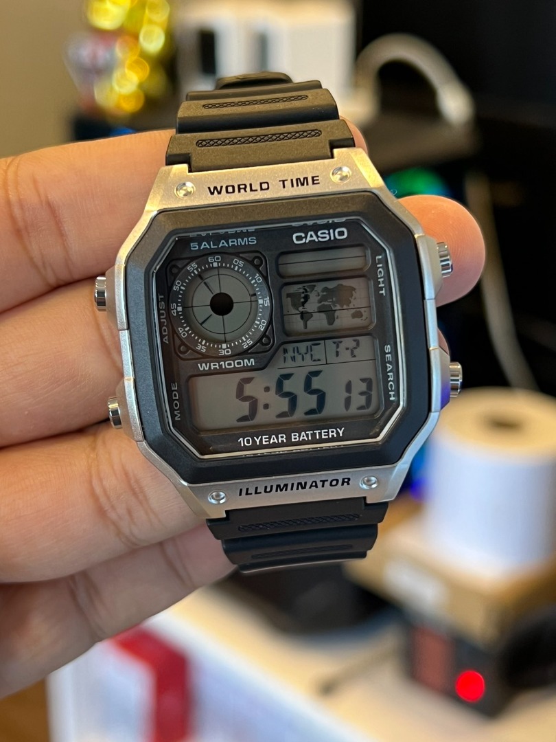 CASIO World Time Digital Resin Band Unisex Watch AE1200WH1C (US