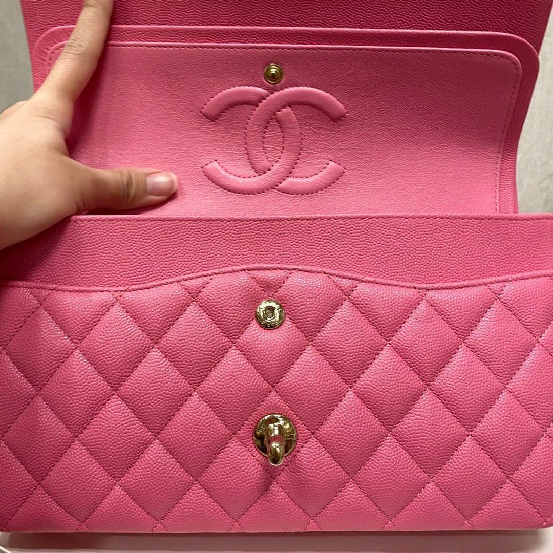 CHANEL Small Chevron Classic Double Flap Bag in 19C Barbie Pink