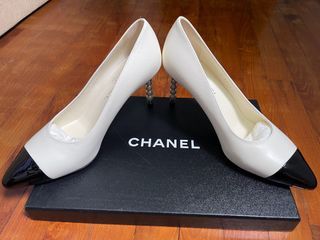 WOMENS CHANEL BEIGE Clair Iridescent Leather Slip-On Mule Heels 36.5 US/6.5  * $85.99 - PicClick
