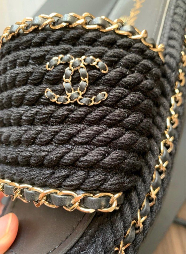 Chanel 22P Cord Chain Flat Slingback Sandals