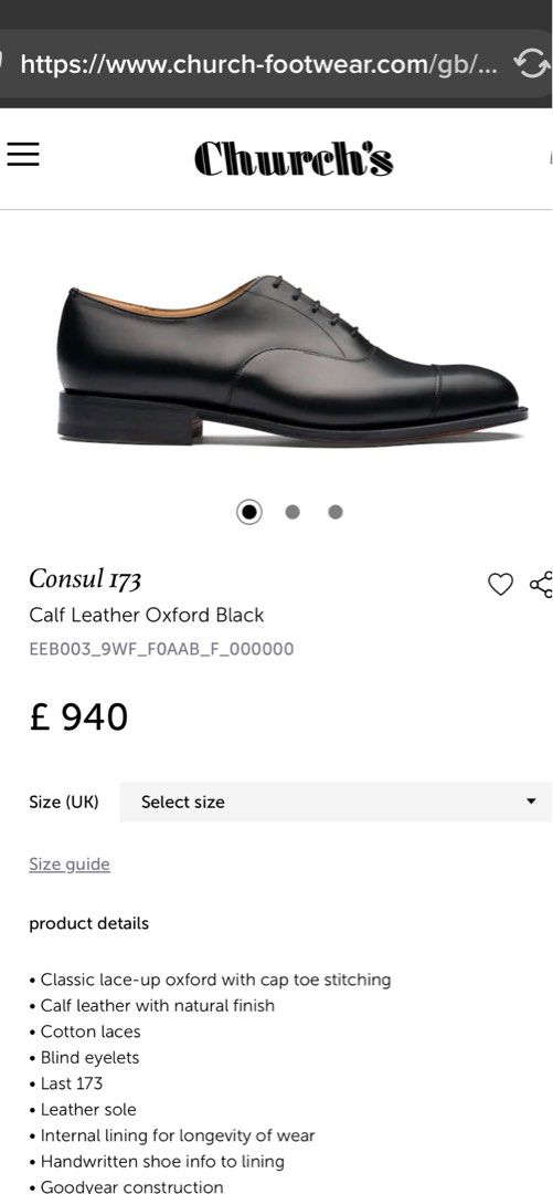 Church s Oxford shoes men Consul formal black calf leather Church