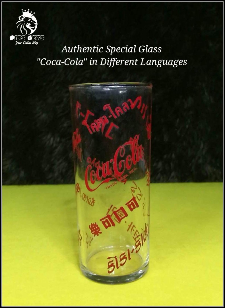 Coke CocaCola Authentic Special Glass in Different Languages, Hobbies