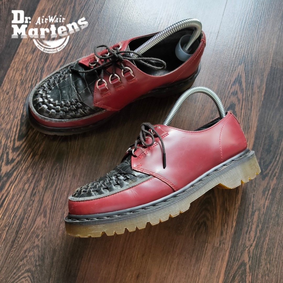 DR. MARTENS AIRWAIR RAMSEY Creeper Boots Leather Burgundy Black