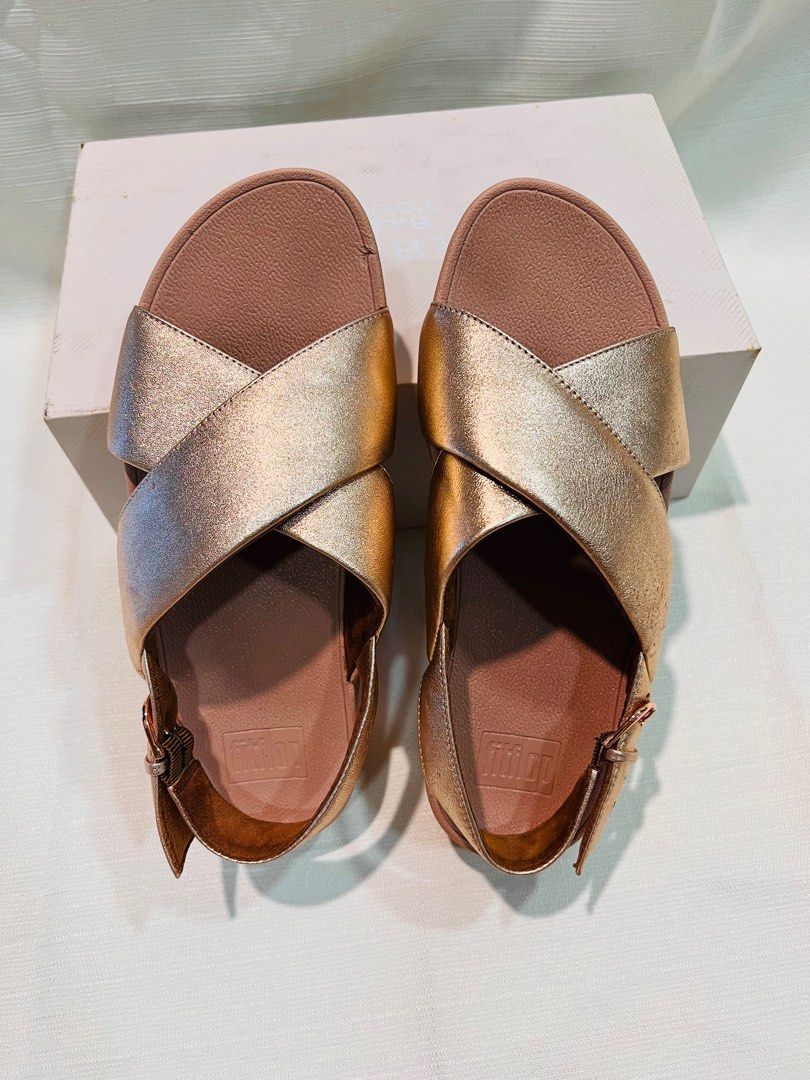 Fitflop Lulu Leather Back strap sandals Rose gold Women s Fashion