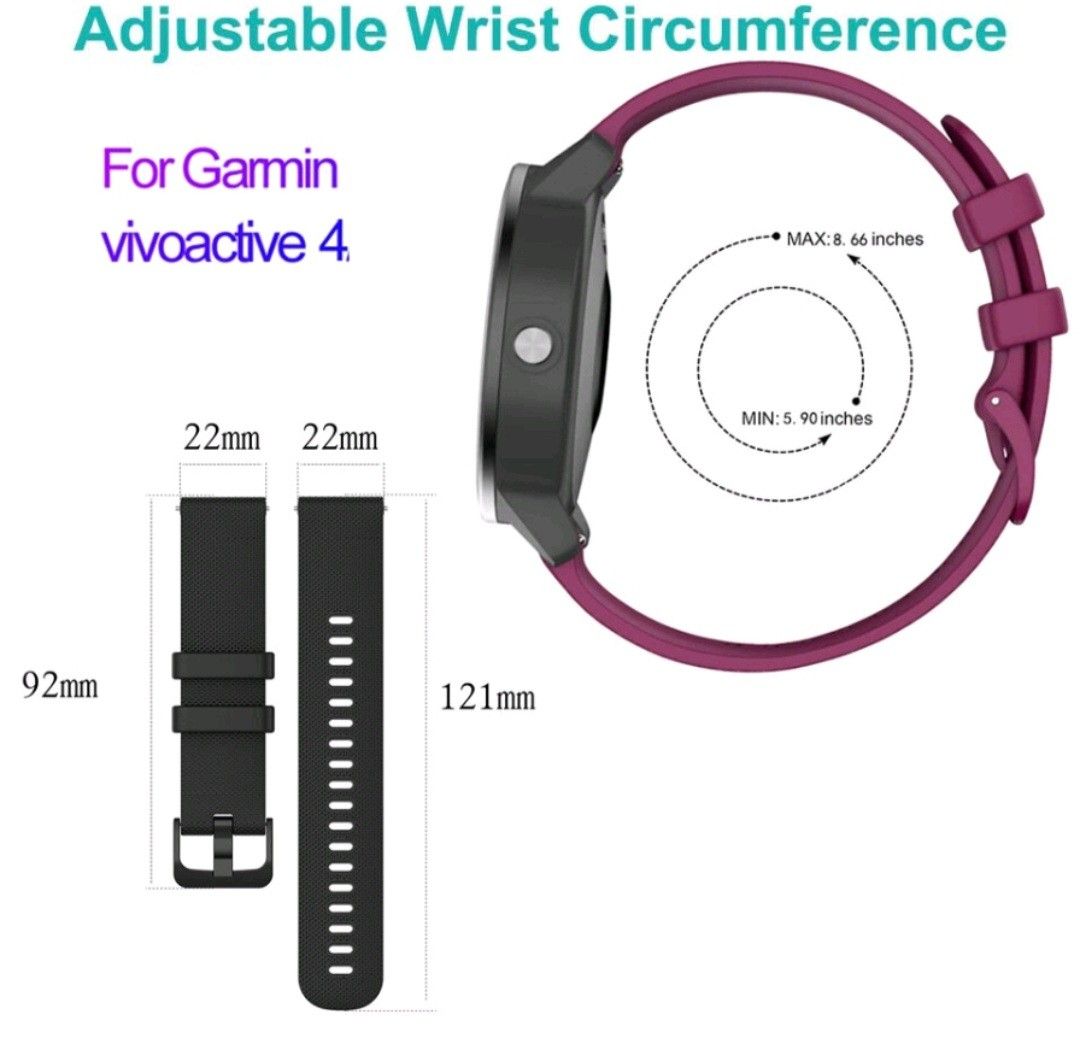 Garmin Watch Silicone Strap for Venu Sq Vivoactive 3 4 4S