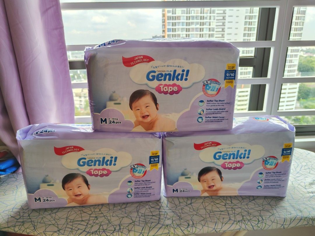 Genki Tape Pampers M size 24pcs Pack X 3 packs