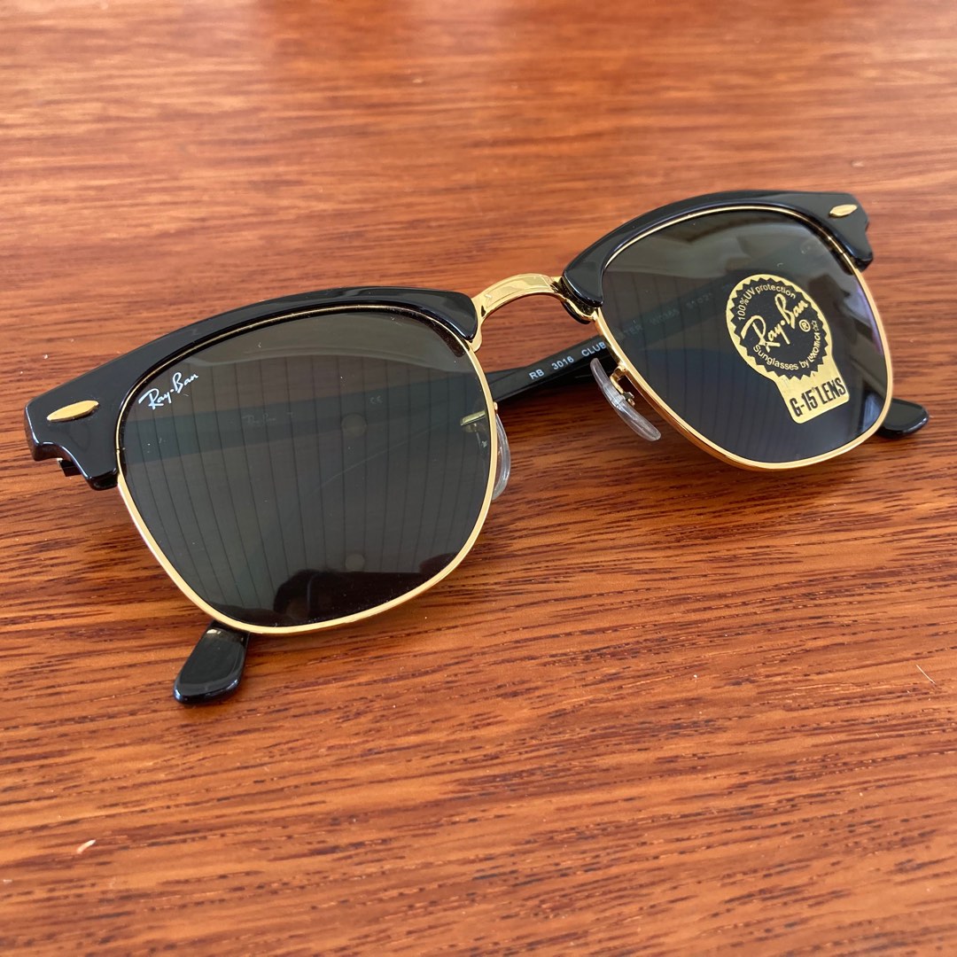 Ray Ban Clubmaster Genuine RB3016 W0366 Unisex Global Fitting Sungalasses Gold Black 51mm lens Original Men s Fashion Watches Accessories Sunglasses Eyewear on Carousell