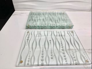 Glass Tray for Kitchen Countertop | Set of 5, Non Slip Glass Trays for Kitchen Countertop | Glass Countertop Placemats