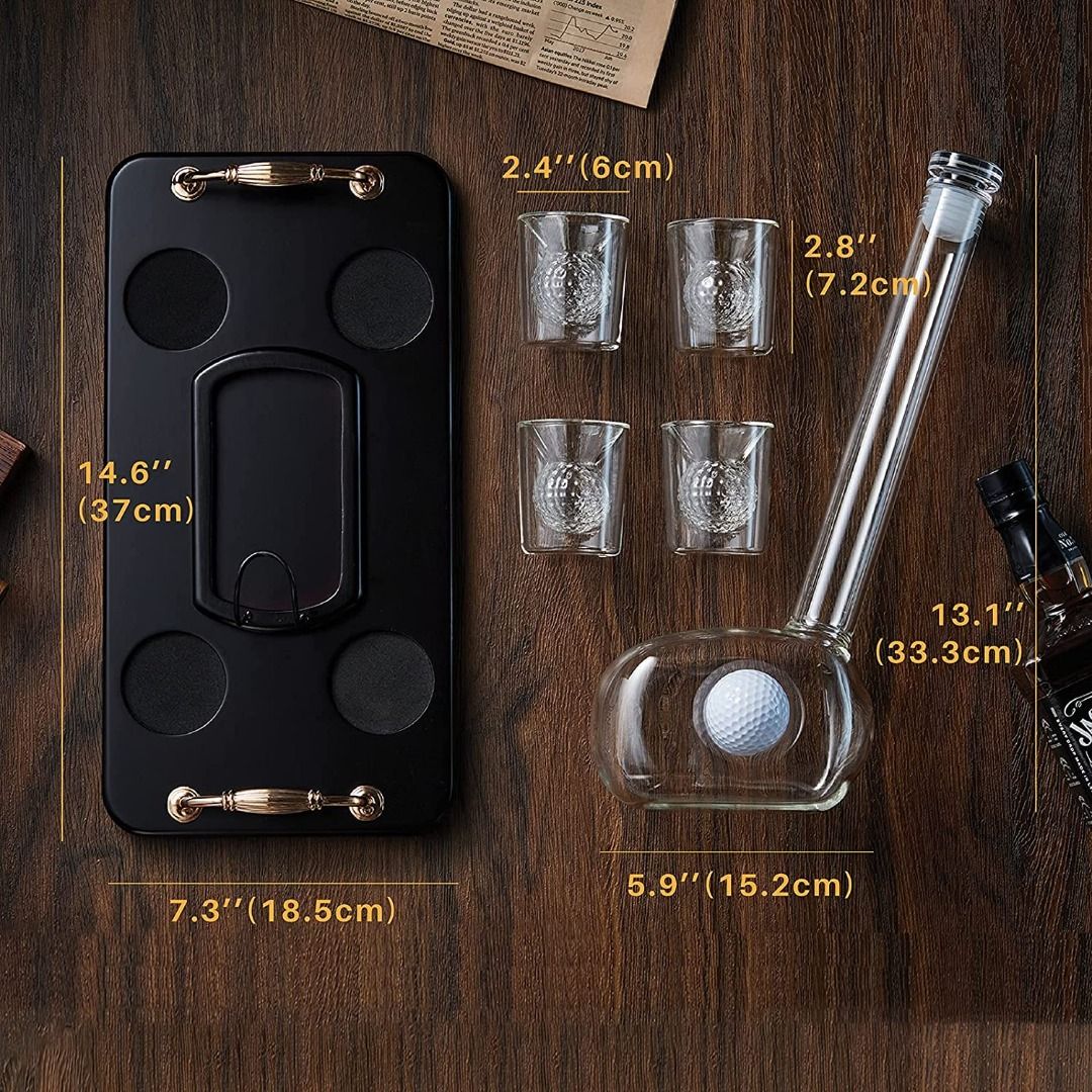Golf Decanter Whiskey Decanter Set with 4 Golf Ball Whiskey Glasses ...