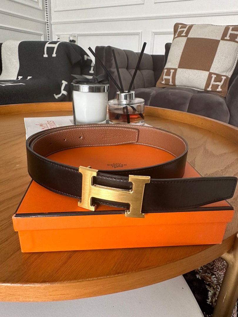 hermes belt size 80 gold / black ghw revearsable, Fesyen Wanita