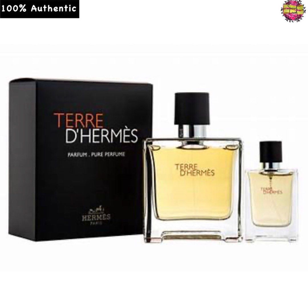 Hermes Terre D’Hermes Pure Perfume 2PCS Gift Set (75ml Spray + 12.5ml Spray) for Men (Category: Fragrance & Deodorants) located in Singapore. Submitted by seoul_look (Listing ID 1218476464, Image 1). Description: 100% AUTHENTIC! 💰💰AVAILABLE PAYMENT MODES: CarouPay / Paynow / PayLah! / Bank Transfer / Google Pay / Cash collection during self pick up This set consists of: ➡️ Hermes Terre D’Hermes Pure Perfume 75ml x 1 bal ➡️ Hermes Terre D’Hermes