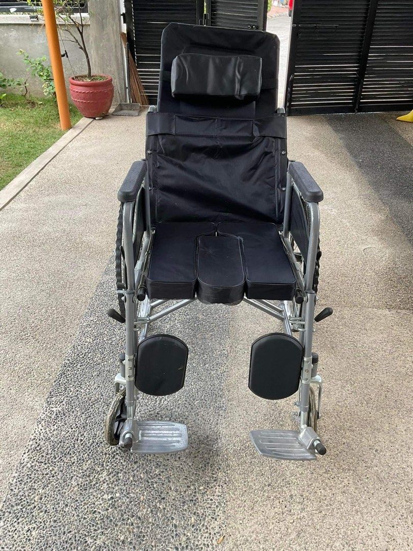 High back reclining wheelchair with commode, Health & Nutrition