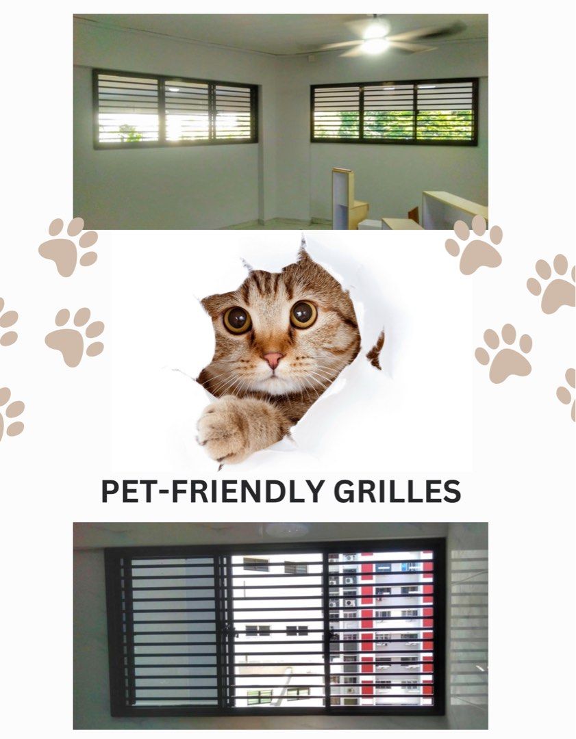 Home Window Grille/Window Grilles /Pet Friendly Grilles/Sliding Window/Direct factory pricing /HDB window Grilles/Aluminium sliding/casement windows for HDB resale and BTO service yard window62863115482497111