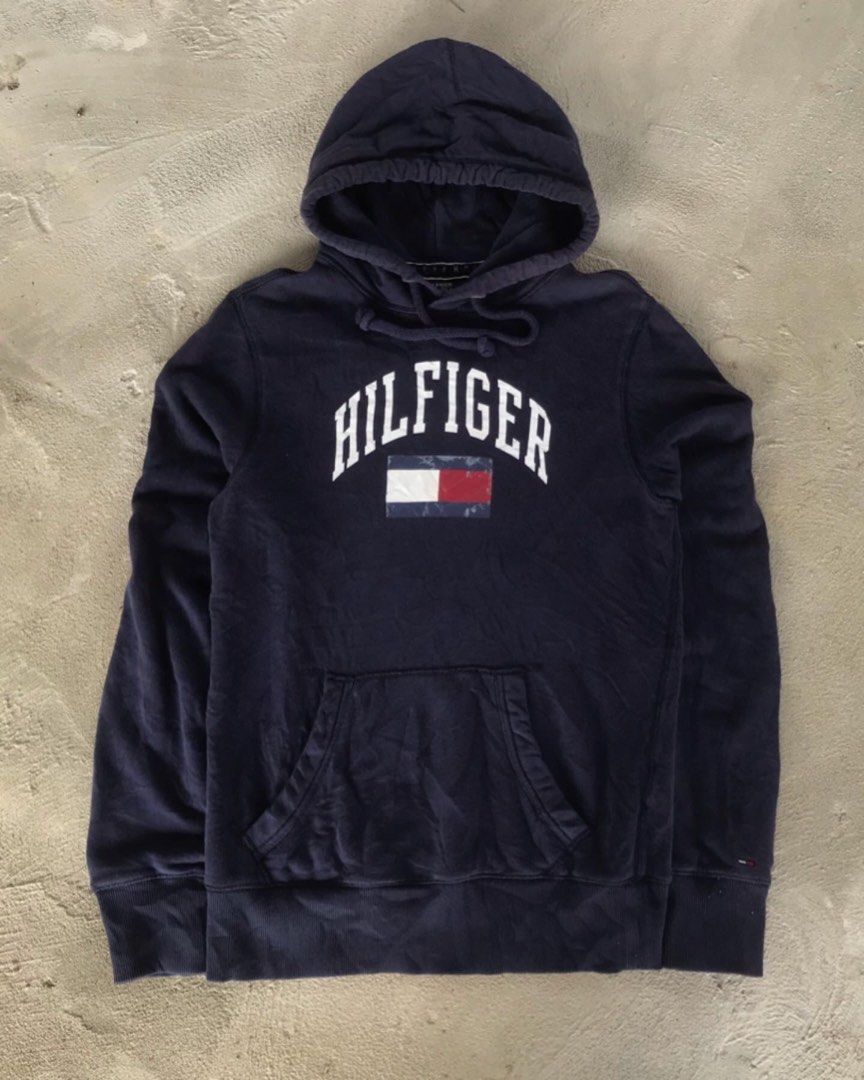 Hoodie Tommy Hilfiger Denim Fesyen Pria Pakaian Baju Luaran di