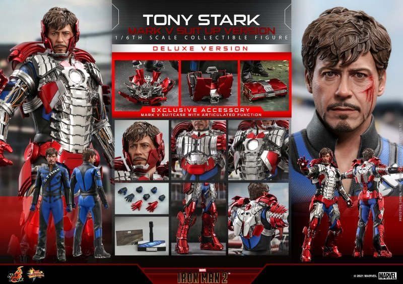 Hottoys Tony Stark Mark V MK5 Suit Up Version Iron Man 2 HT Deluxe MMS600