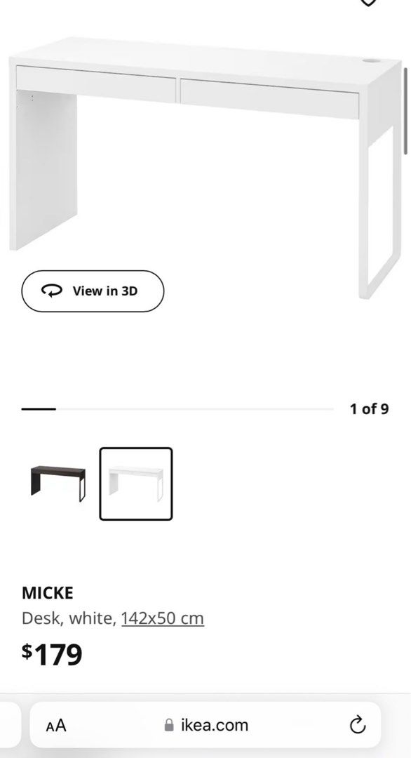 IKEA desk white, Furniture & Home Living, Furniture, Tables & Sets on