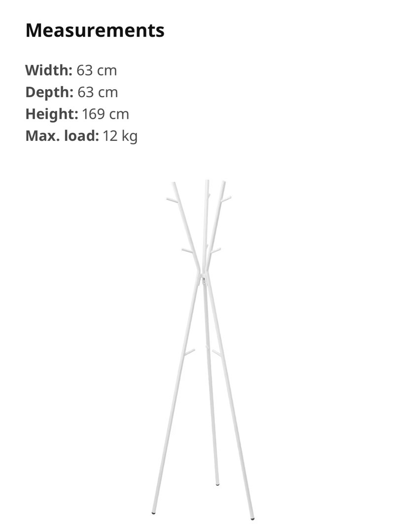 IKEA EKRAR Hat and coat stand, white, Furniture & Home Living