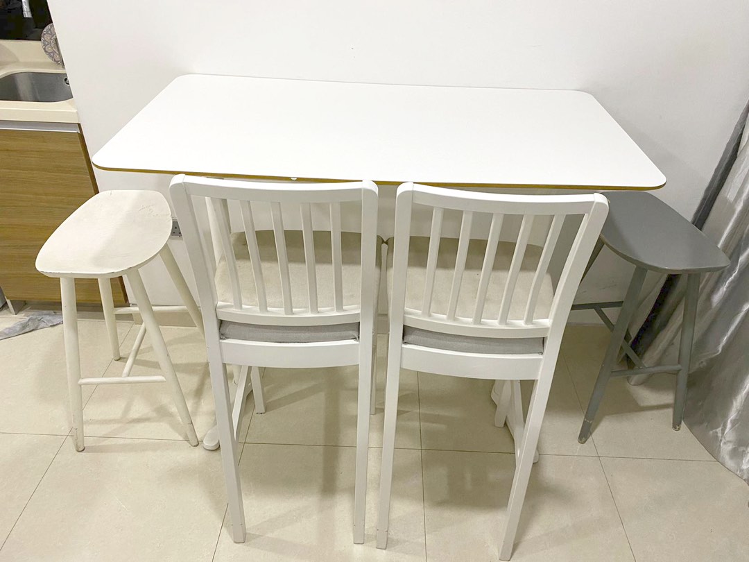 Ikea High Table with 4 Chairs, Furniture & Home Living, Furniture