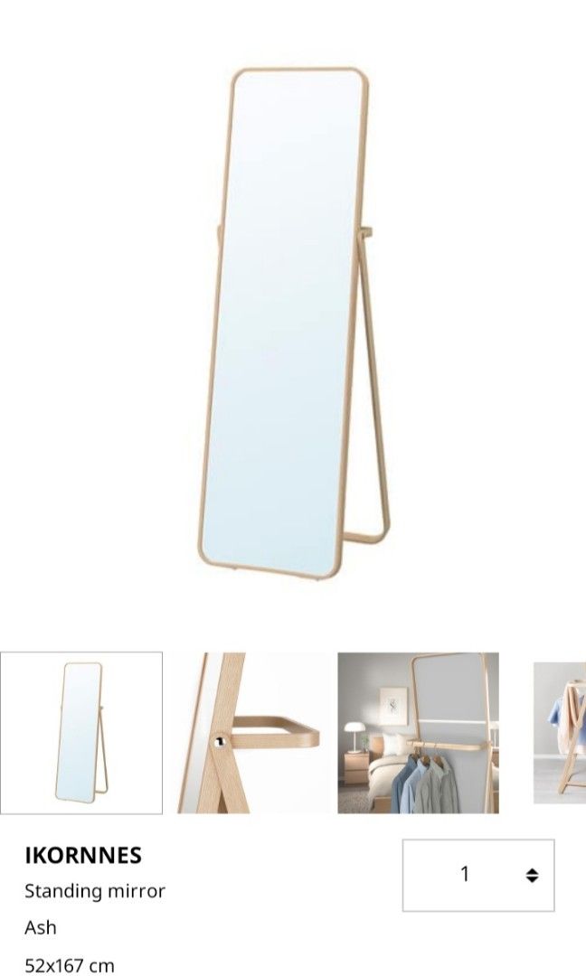 IKEA Standing mirror Ikornnes, Furniture & Home Living, Home Decor