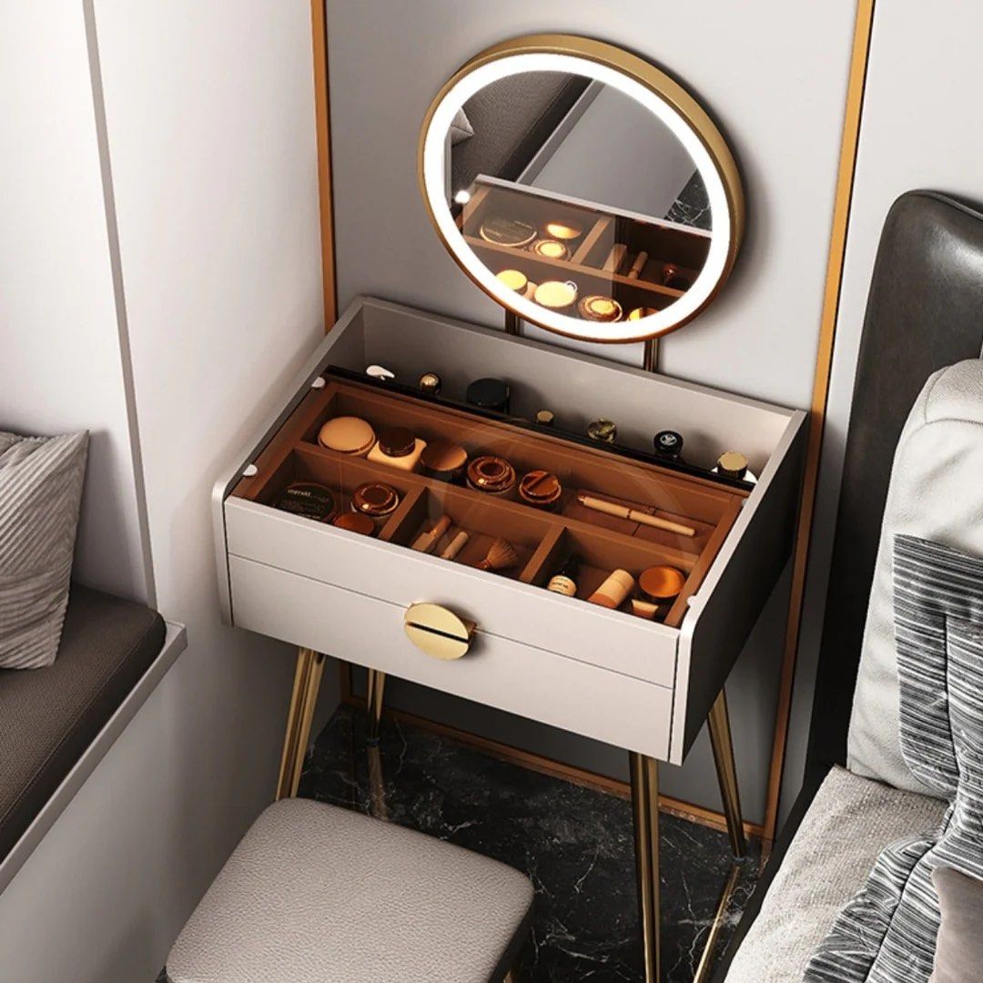 JOEY Makeup Vanity Set With Stool Mirror Furniture Home