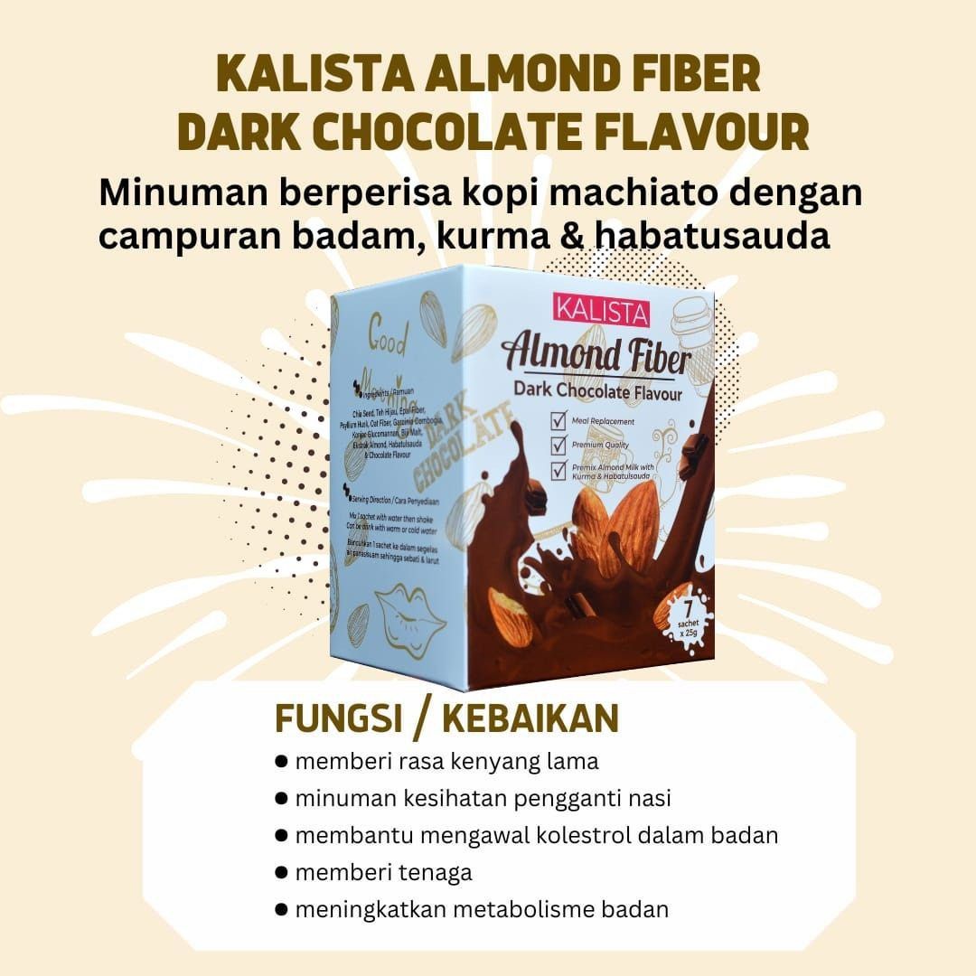 KALISTA Almond Fiber Dark Chocolate, Food & Drinks, Other Food & Drinks on Carousell