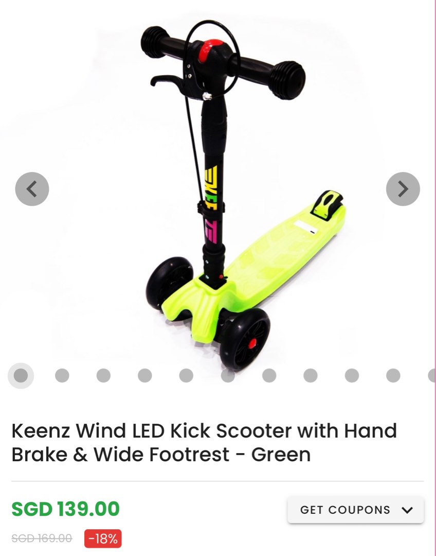 Keenz LED Kick Scooter with Hand Brakes, Sports Equipment, Sports