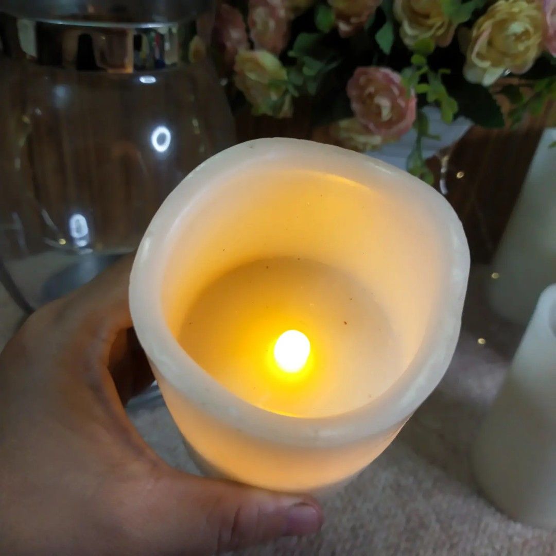 Large Glass Candle Holder with Leather Handle, Furniture & Home Living