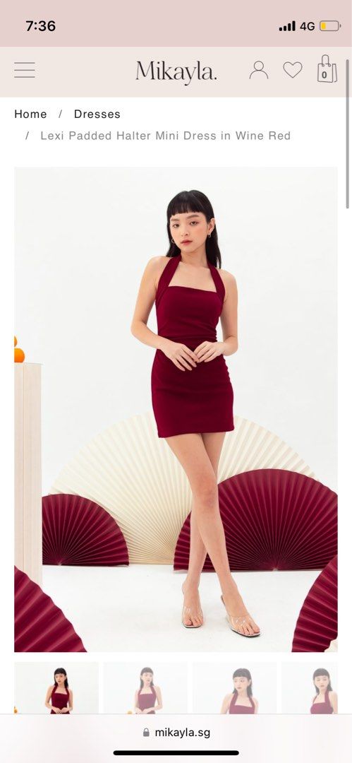 Red halter mini dress online