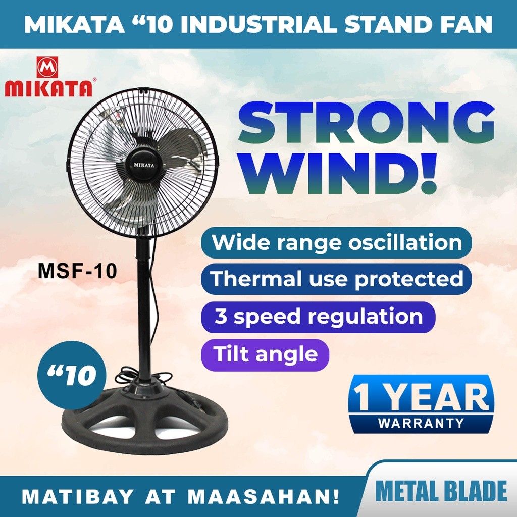 Brand New Mikata 10" industrial stand fan, Furniture & Home Living