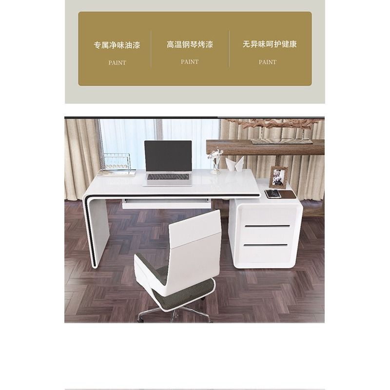 Minimalism Computer Table White + Side Cabinet Study Table, Furniture ...