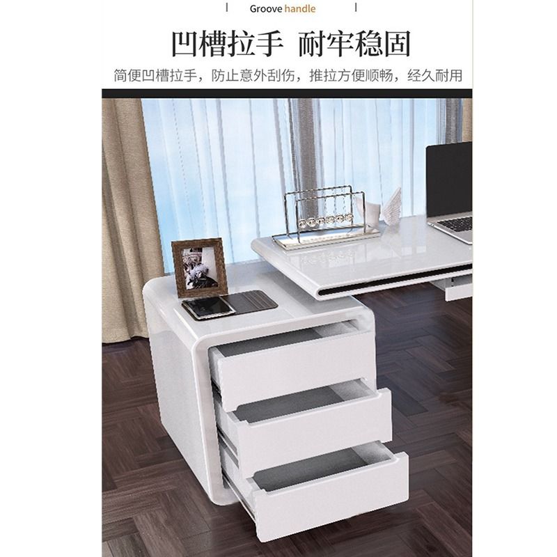 Minimalism Computer Table White + Side Cabinet Study Table, Furniture ...