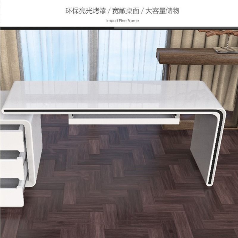 Minimalism Computer Table White + Side Cabinet Study Table, Furniture ...