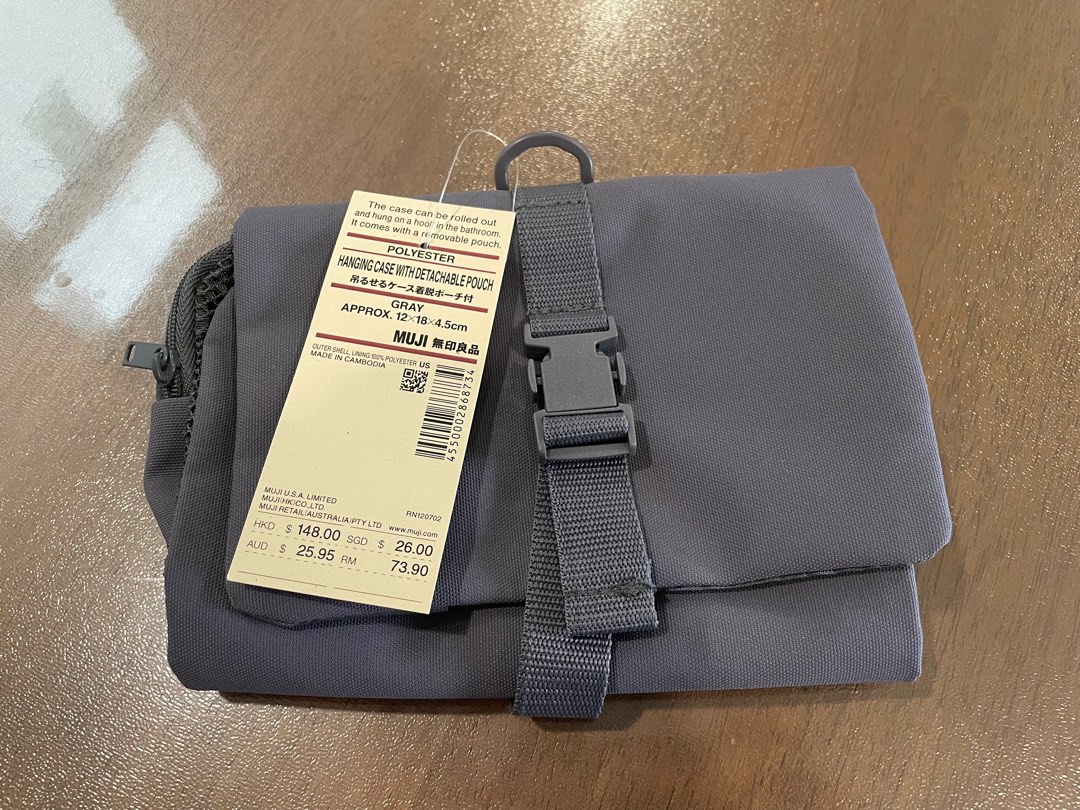 Muji travel organiser hanging case with detachable pouch, Hobbies