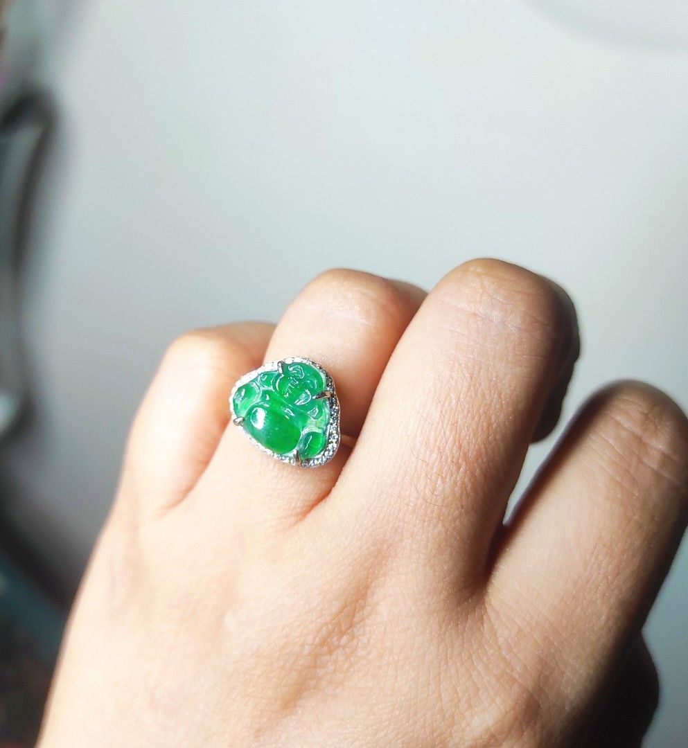 Jade discount buddha ring