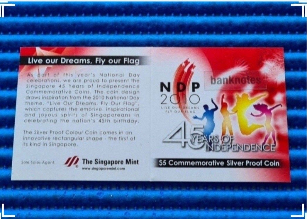NDP 2010 Singapore 45 Years of Independence $5 Commemorative Silver ...