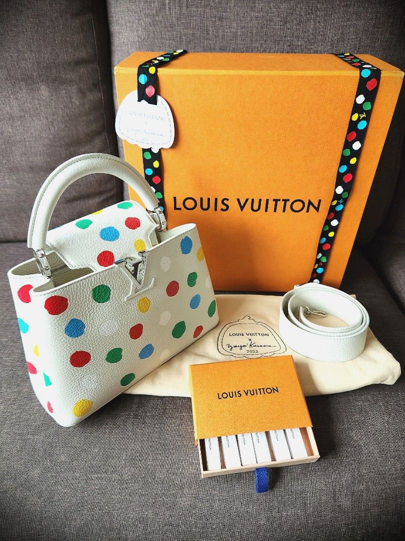 Louis Vuitton White x Yayoi Kusama Infinity Dots Capucines BB Leather  Pony-style calfskin ref.953591 - Joli Closet