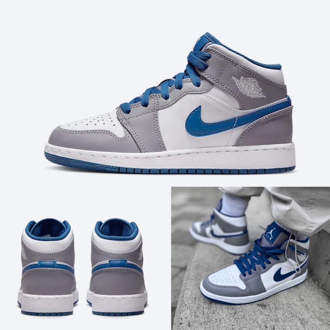 Nike Air Jordan 1 Mid True Blue 水泥灰灰藍男款休閒鞋DQ8426-014 