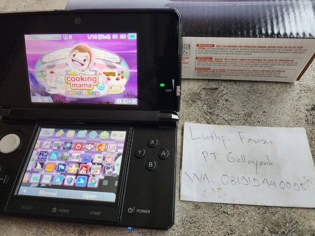 Nintendo 3DS not XL Cosmo Black CFW Luma 16GB Fullset 05