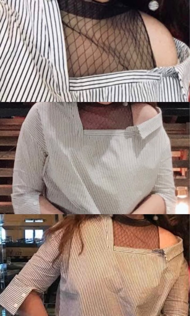 Shoulder see-through tops/2color