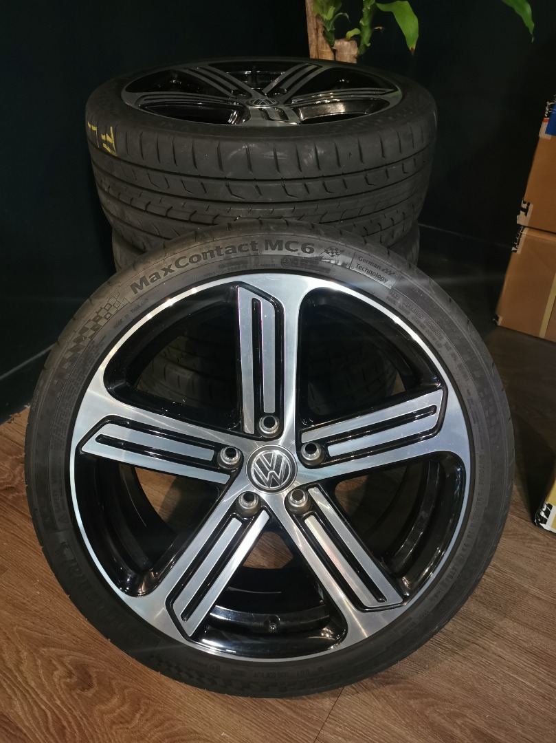 Original Volkswagen Golf R MK7 Cadiz Rim Wheel With Continental MC6 18 Inch x 7.5JJ, Auto