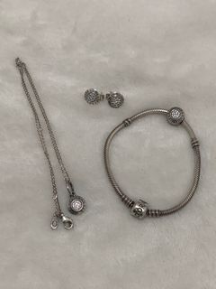 Pandora Bracelet, Earrings & Necklace